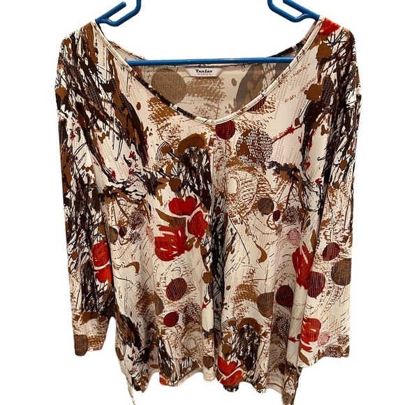 TanJay Tops - TanJay Women’s Plus Size Brown Fall Gold Professional Long-sleeve Dress 2X